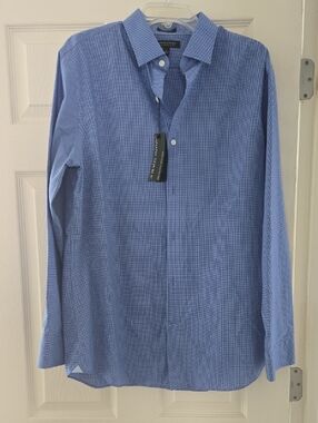 Banana Republic Men's Blue Micro-Check Dress Shirt
